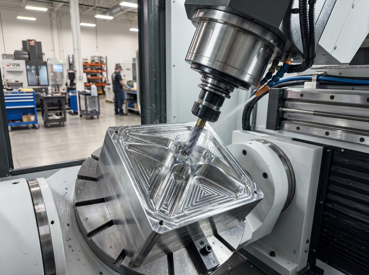 5-Axis Complex Pocket Milling in Metal Billet